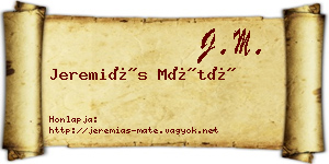 Jeremiás Máté névjegykártya